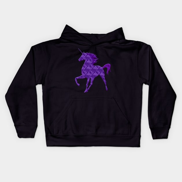 Purple Magical Unicorn Kids Hoodie by Atteestude